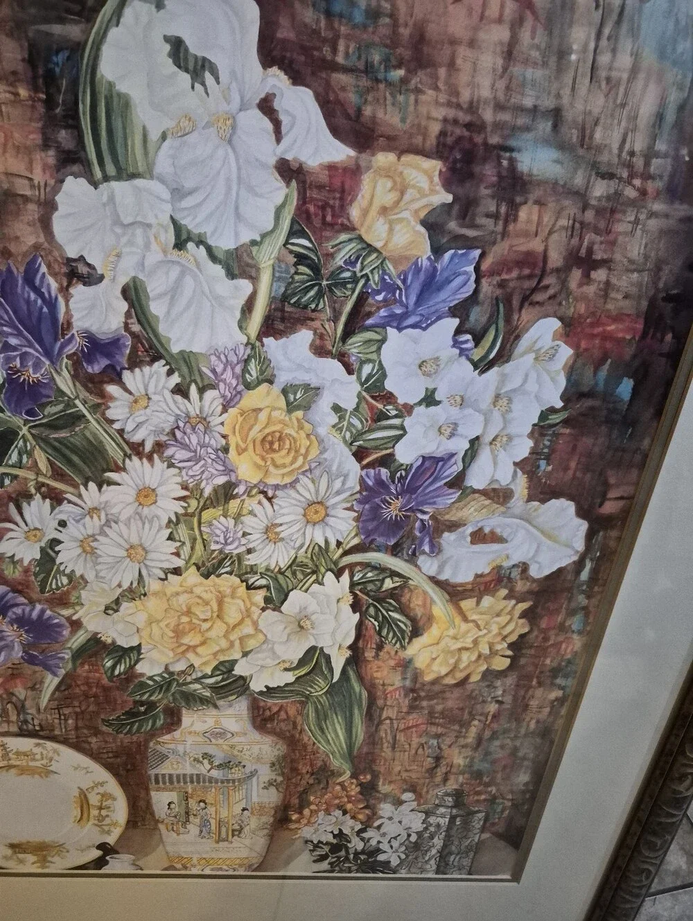 Framed Print By Artist John Powell, Floral Asian Style